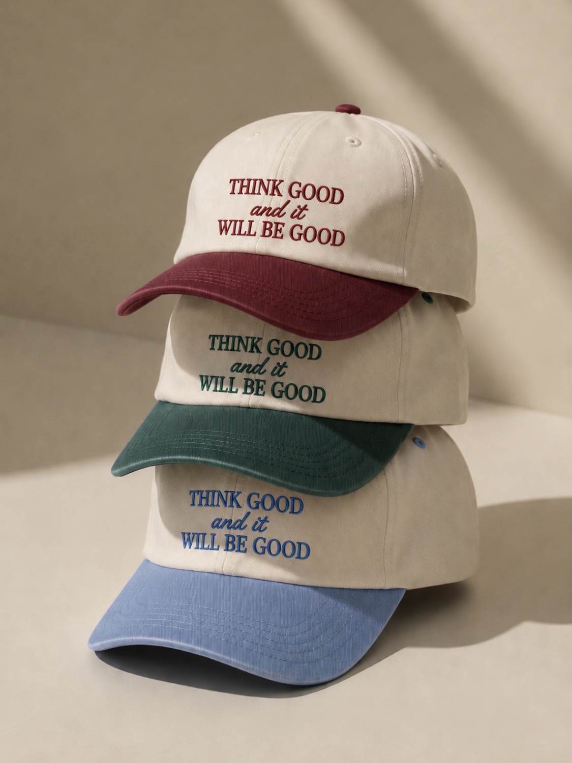 Casquette Yehi Think Good, crème & bordeaux
